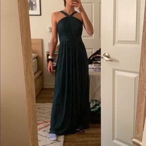 Y-Neck Long Mesh Dress “juniper”